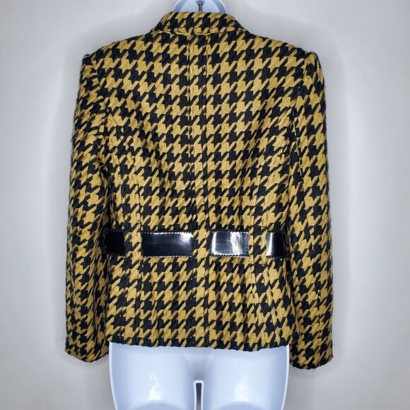 Scott Taylor Womens Vintage Camel Houndstooth Wide Belted Blazer Size S 80's - Picture 4 of 9